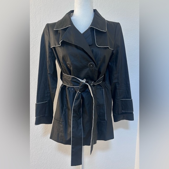 Paule Ka Vintage Designer Black Unique Short Trench Coat Size 38/ US 6 - Picture 1 of 9